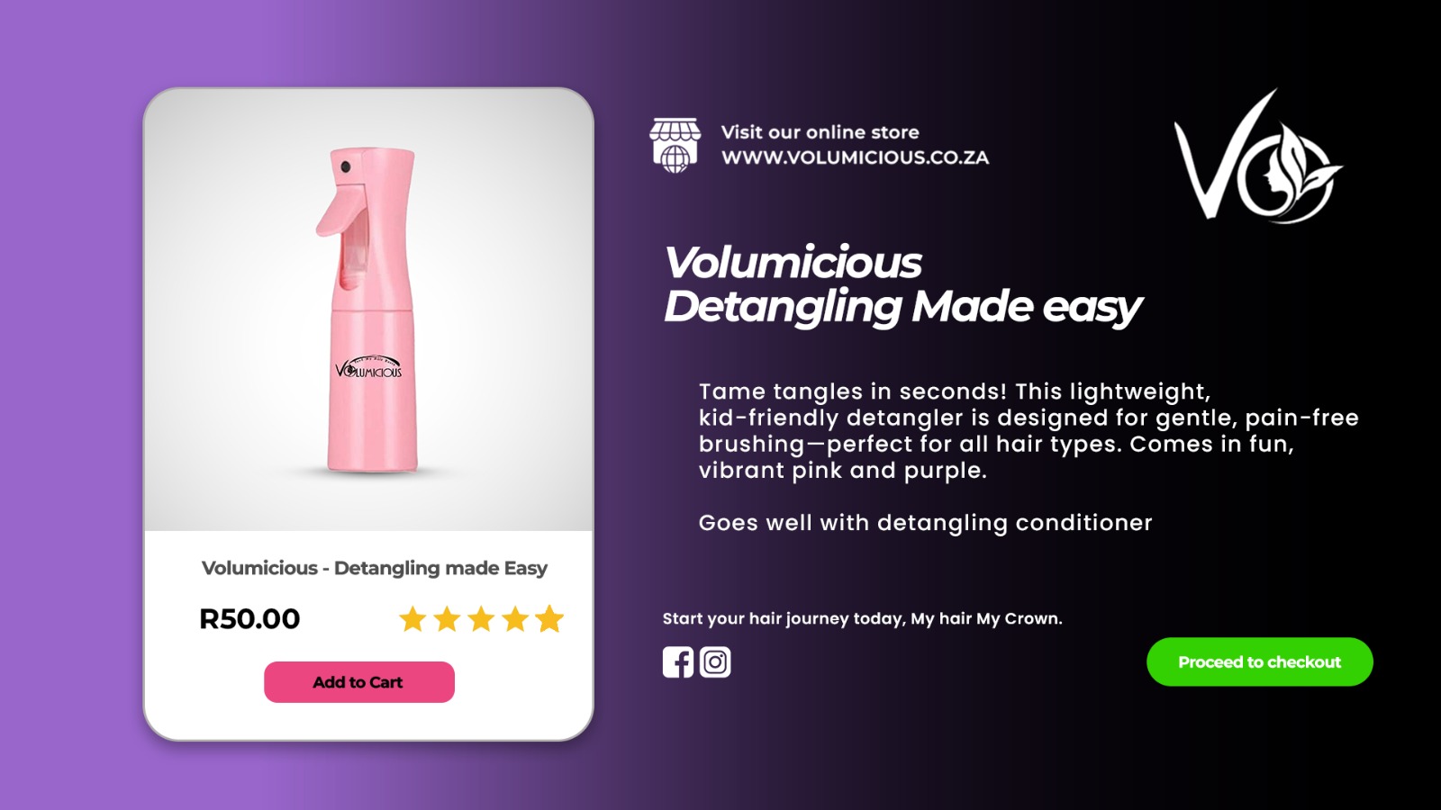 Volumicious Detangling Bottle - Pink
